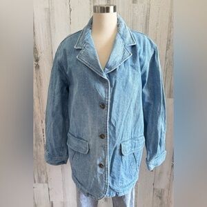 Vintage Lands’‎ End Denim Chore Jacket Medium barn coat women’s farm unique